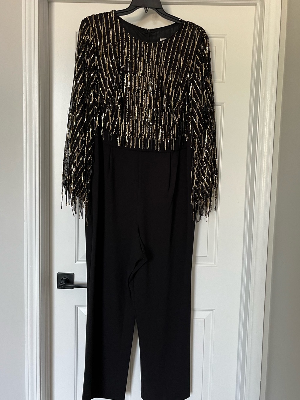 🖤✨ Eliza J Sequin Fringe Straight-Leg
Jumpsuit Dress Sequin Size 18W NWT